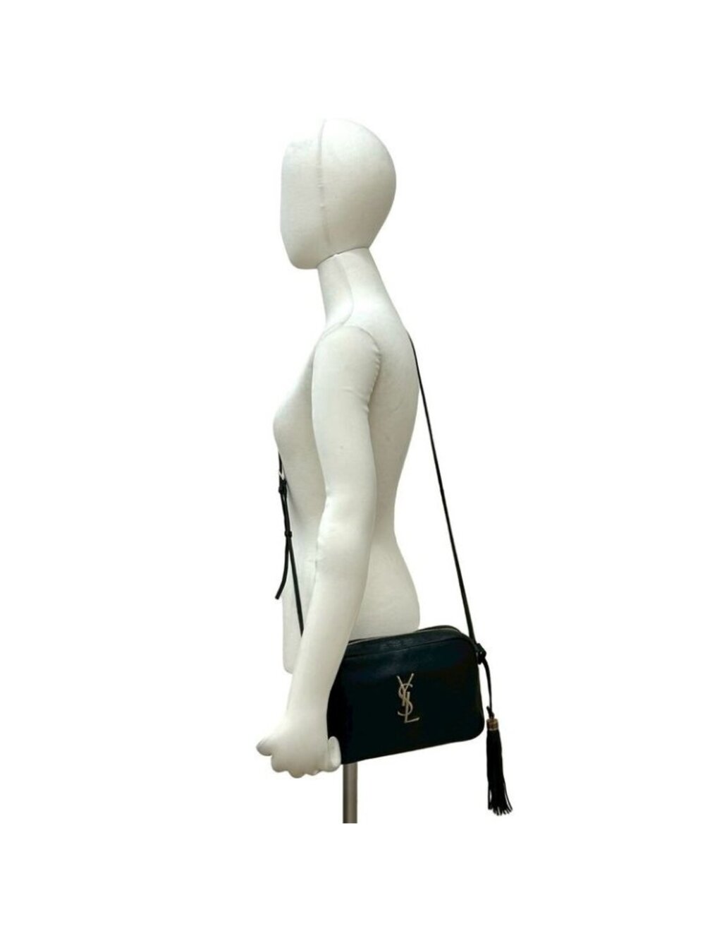 Saint Laurent Paris YSL Logo Leather Tassel Mini Shoulder Bag Pochette Black - Picture 2 of 10